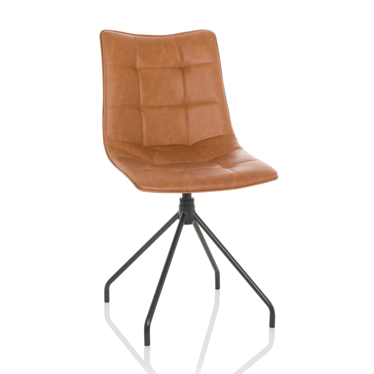 Silla tapizada marrón TARVISO PU con costuras y estructura de cuatro patas de hjh OFFICE – vista de 360° (vista frontal 15°)