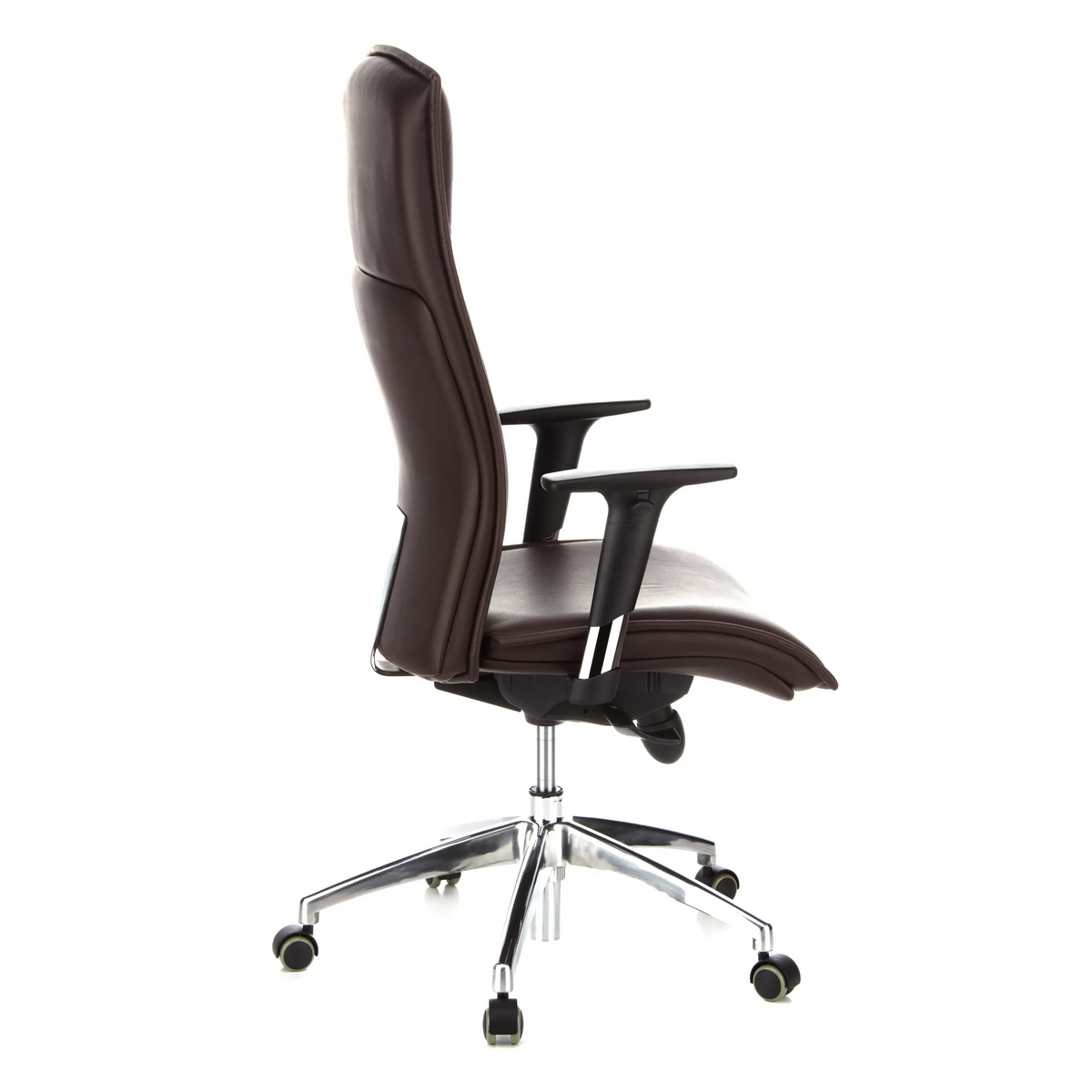 Sillón de alta gama MURANO 20 marrón oscuro con reposabrazos y base de cinco ruedas de hjh OFFICE – vista de 360° (vista lateral 100°)