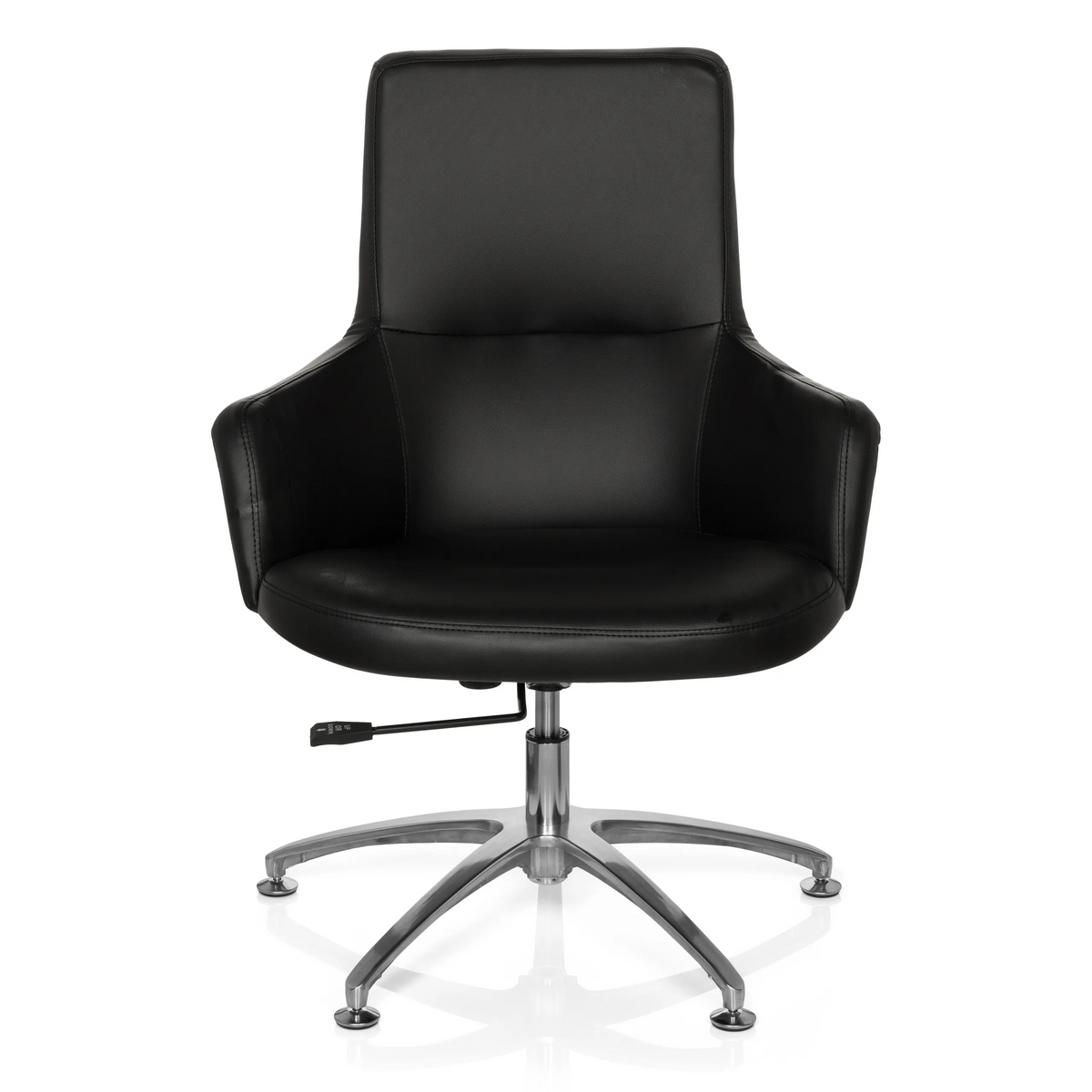Sillón de diseño SHAKE 300 negro con tapizado y base en estrella brillante de hjh OFFICE – vista de 360° (vista frontal 0°)