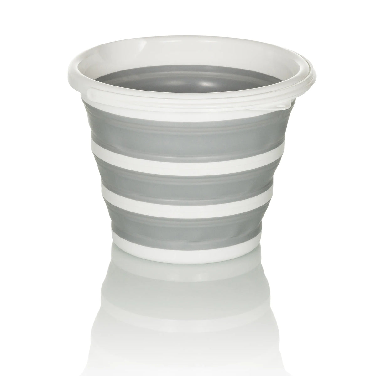 Contenedor plegable CLEAN SILR en gris y blanco con estructura plegable y borde blanco de hjh OFFICE – vista de 360° (vista trasera 180°)