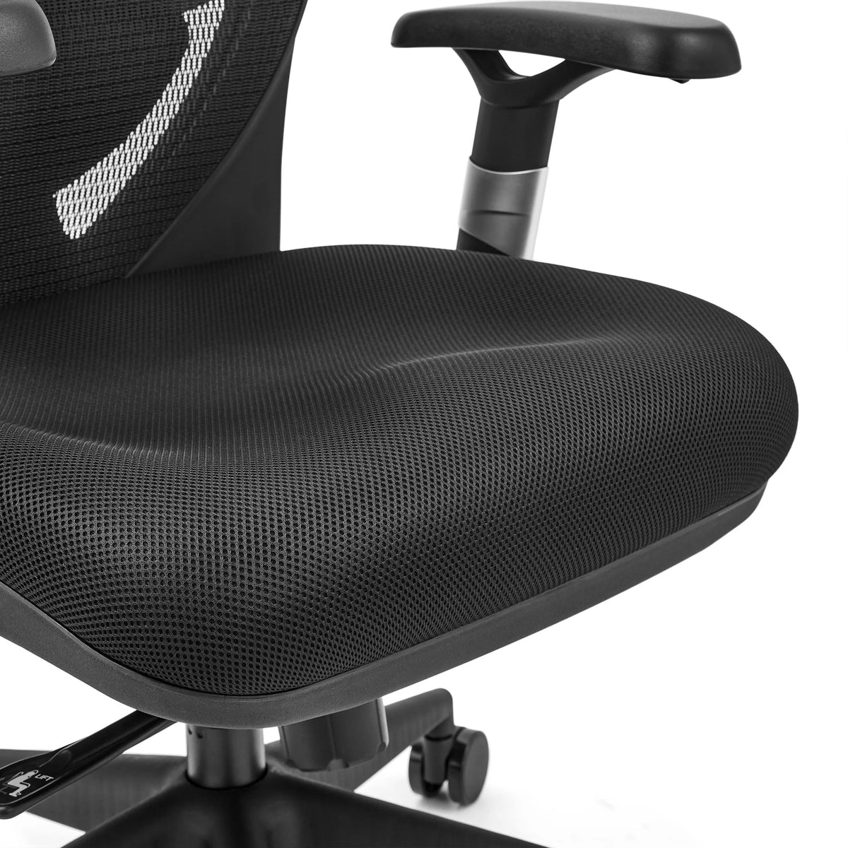Asiento trenzado en negro de la silla alta gama VENUS BASE de hjh OFFICE