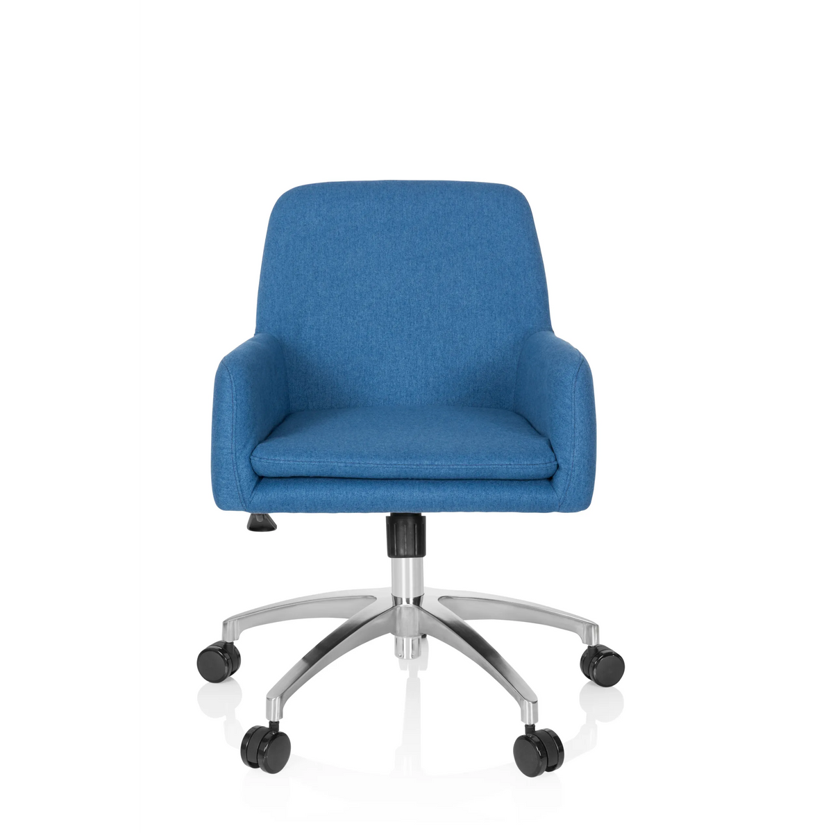 Silla Home Office SHAKE 400 azul con reposabrazos y base de cinco ruedas de hjh OFFICE – vista de 360° (vista frontal 0°)