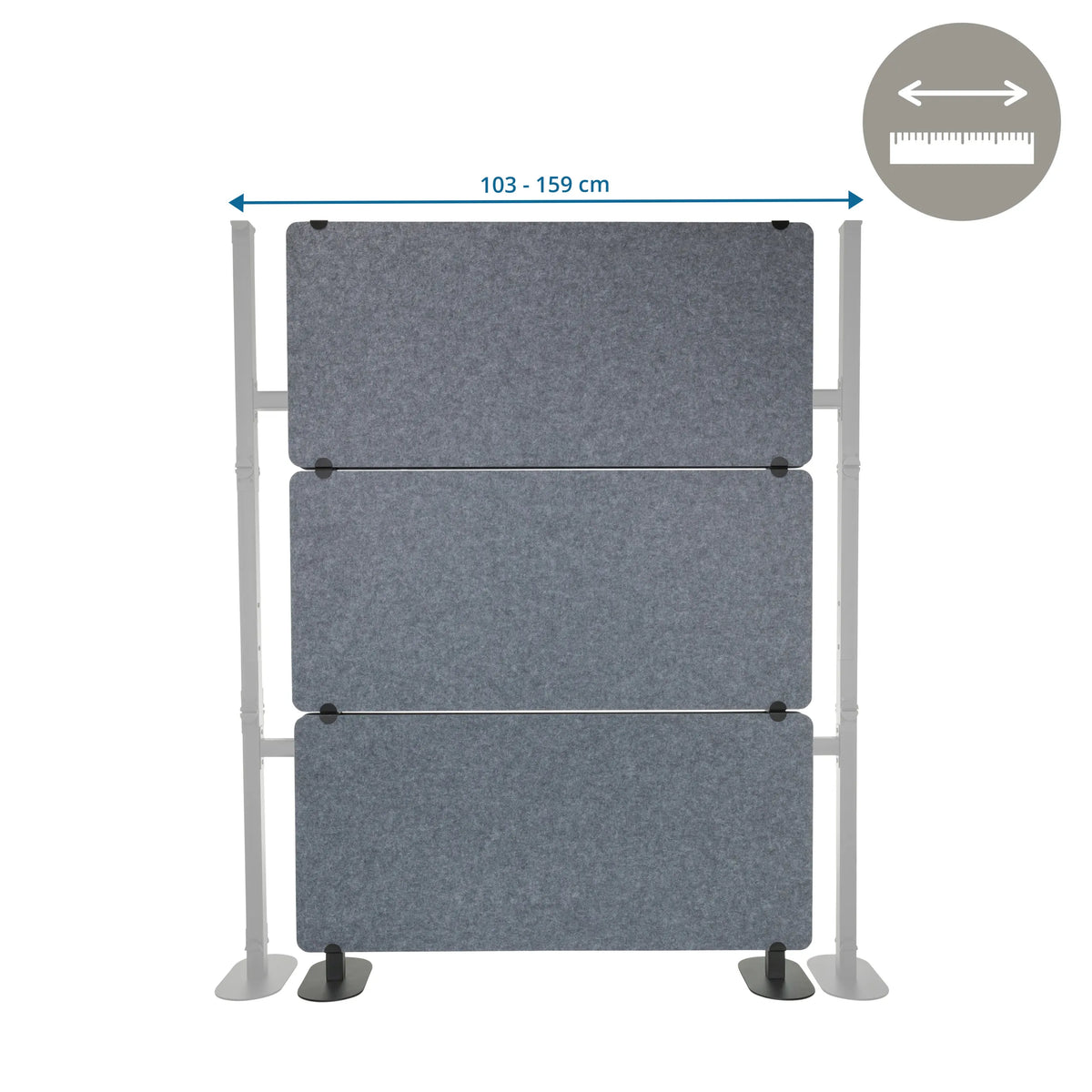 Ajuste de anchura de 103 - 159 cm del separador FLEXMIUT EXTEND en gris de hjh OFFICE