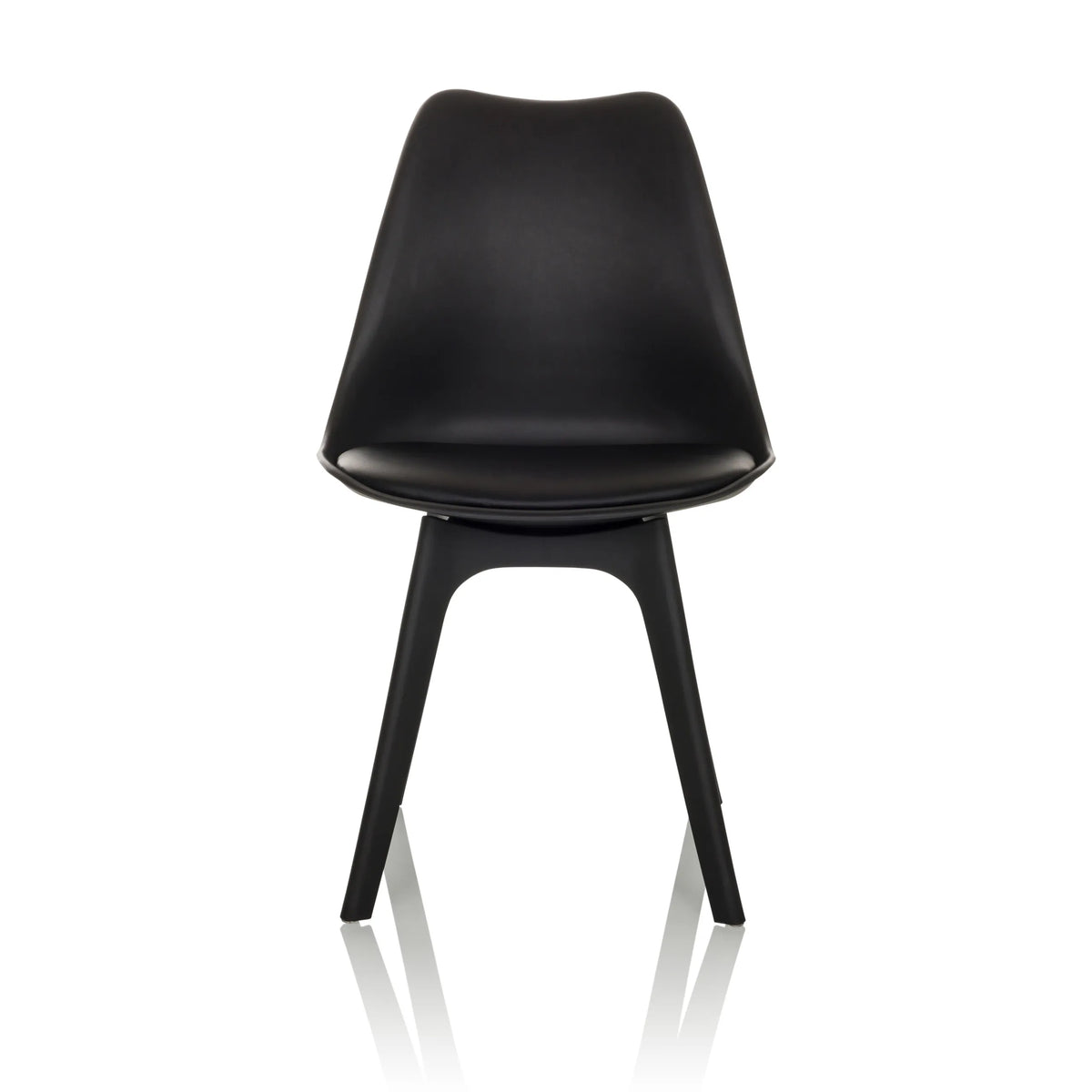 Silla nórdica SCANDI P negra con cuatro patas de hjh OFFICE – vista de 360° (vista frontal 0°)