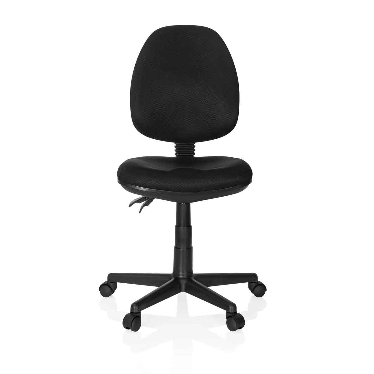 Silla Home Office CITY 25 negra con respaldo de malla y base de cinco ruedas de hjh OFFICE – vista de 360° (vista frontal 0°)