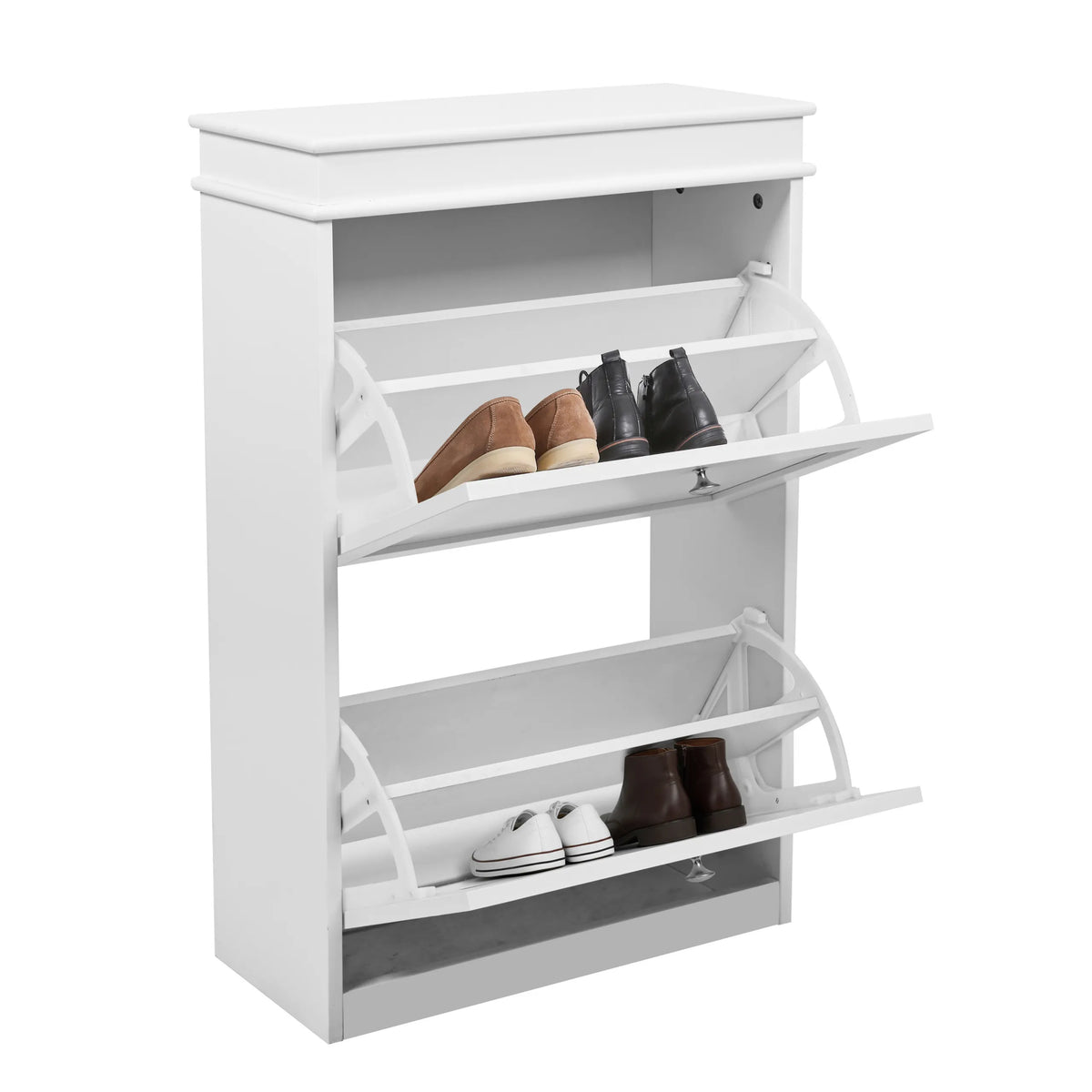Armario zapatero blanco Estha 20 con dos compartimentos abatibles de hjh LIVING