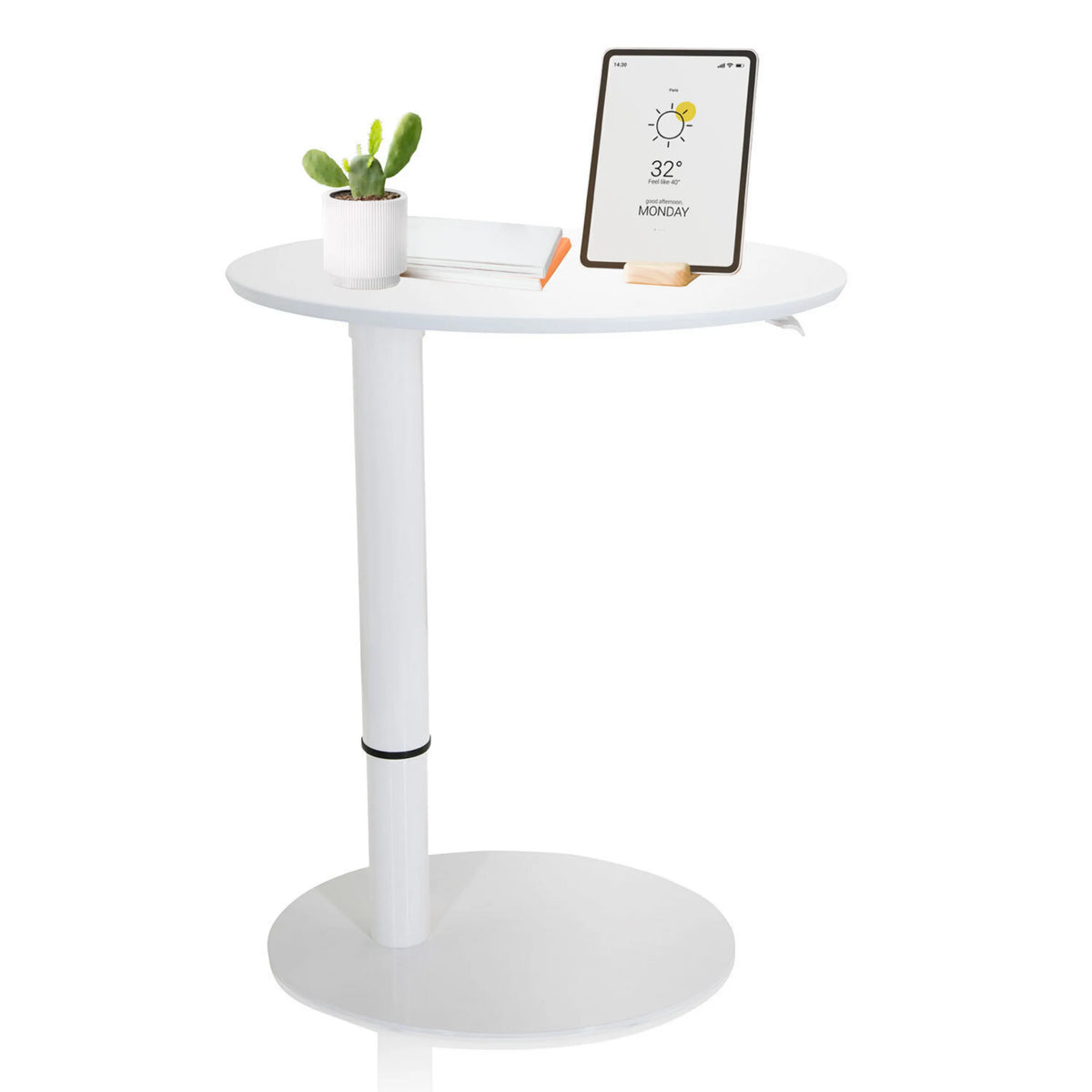 Escritorio de pie blanco STAND III con tablero redondo y base redonda de hjh OFFICE