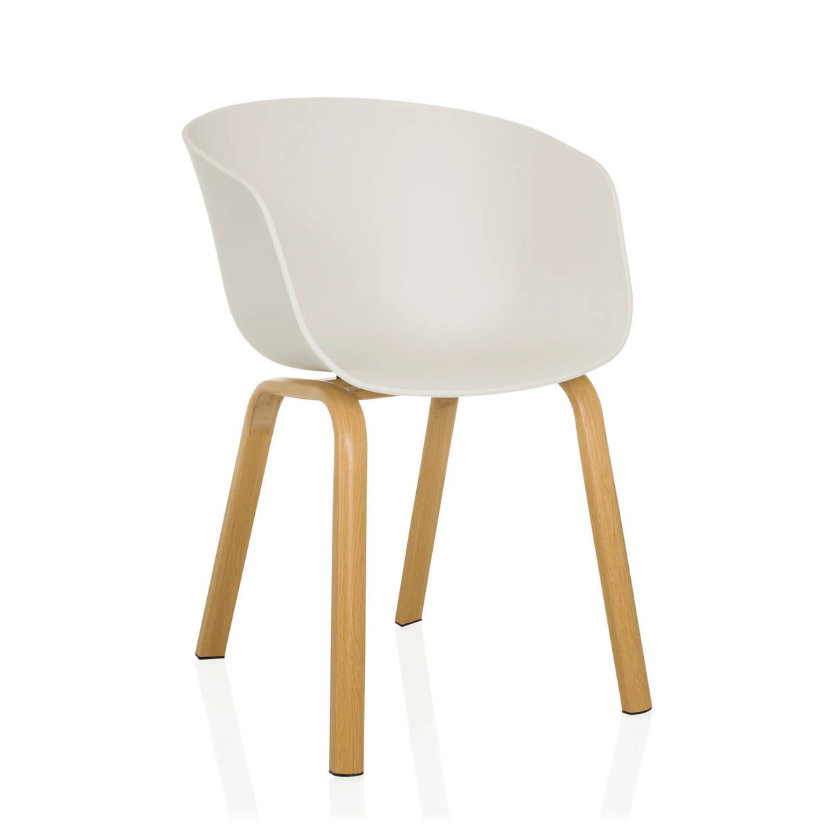 Silla nórdica blanca OSLO W con cuatro patas de madera clara de hjh LIVING – vista de 360° (vista frontal en diagonal 30°)