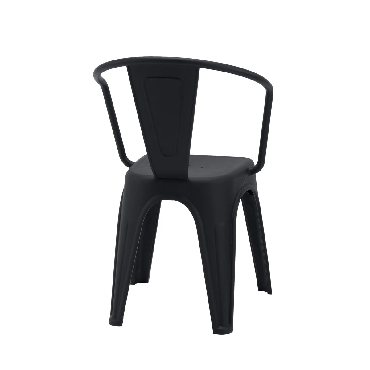 Vista posterior de la silla de comedor negra Vantaggio Poly con respaldo curvado de hjh OFFICE