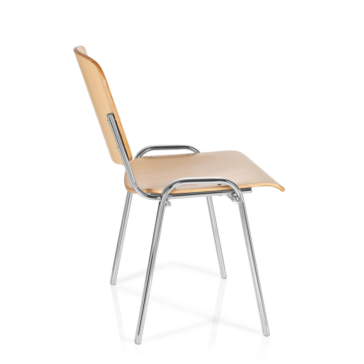Silla de cuatro patas XT 600 C H en haya con estructura de cromo de hjh OFFICE – vista de 360° (vista lateral 100°)