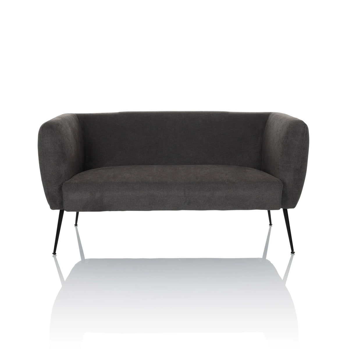 Sofá de diseño gris HAYRIVER con patas negras finas de hjh LIVING – vista de 360° (vista frontal 0°)