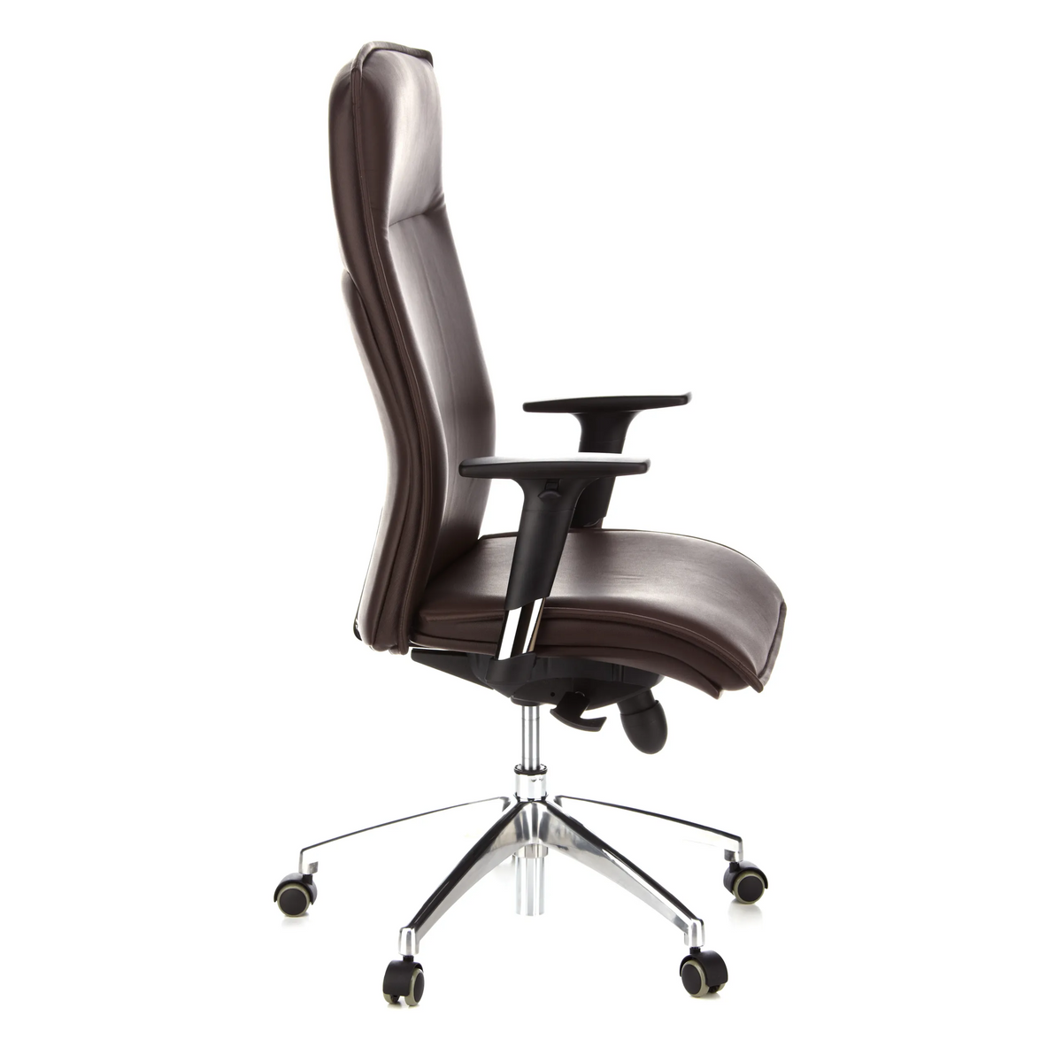 Sillón de alta gama MURANO 20 marrón oscuro con reposabrazos y base de cinco ruedas de hjh OFFICE – vista de 360° (vista lateral 80°)