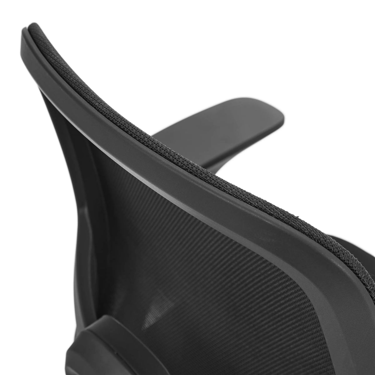 Borde superior del respaldo de malla negra de la silla home office Malio de hjh OFFICE