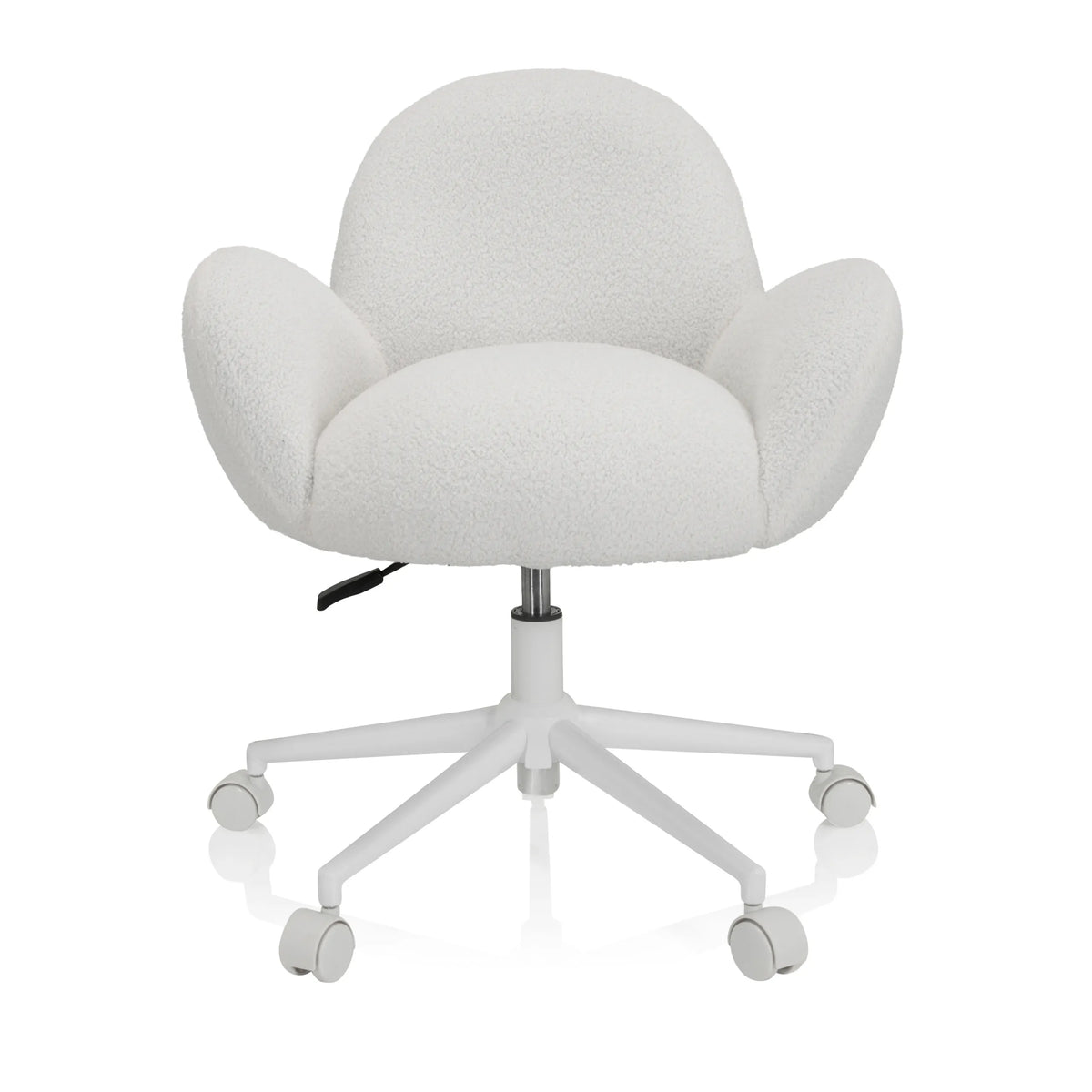 Silla giratoria para niños KID TEDDY I blanca con tapicería estructurada y base de cinco ruedas de hjh OFFICE – vista de 360° (vista frontal 0°)