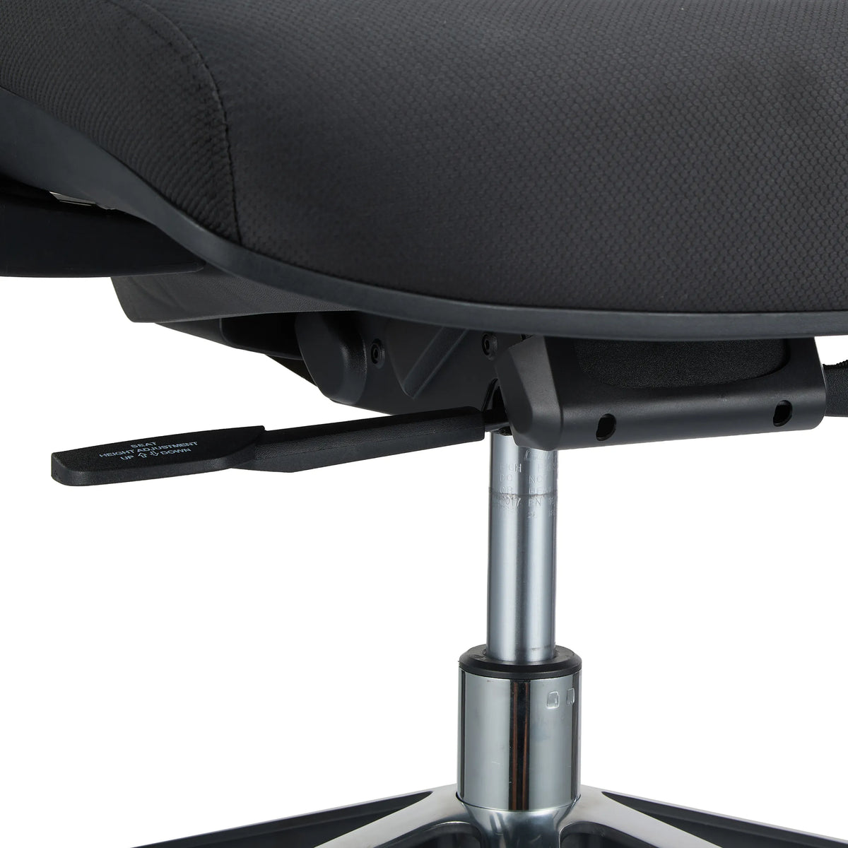 Palanca de ajuste de altura bajo el asiento negro de la silla de oficina profesional ERGO LINE II de hjh OFFICE