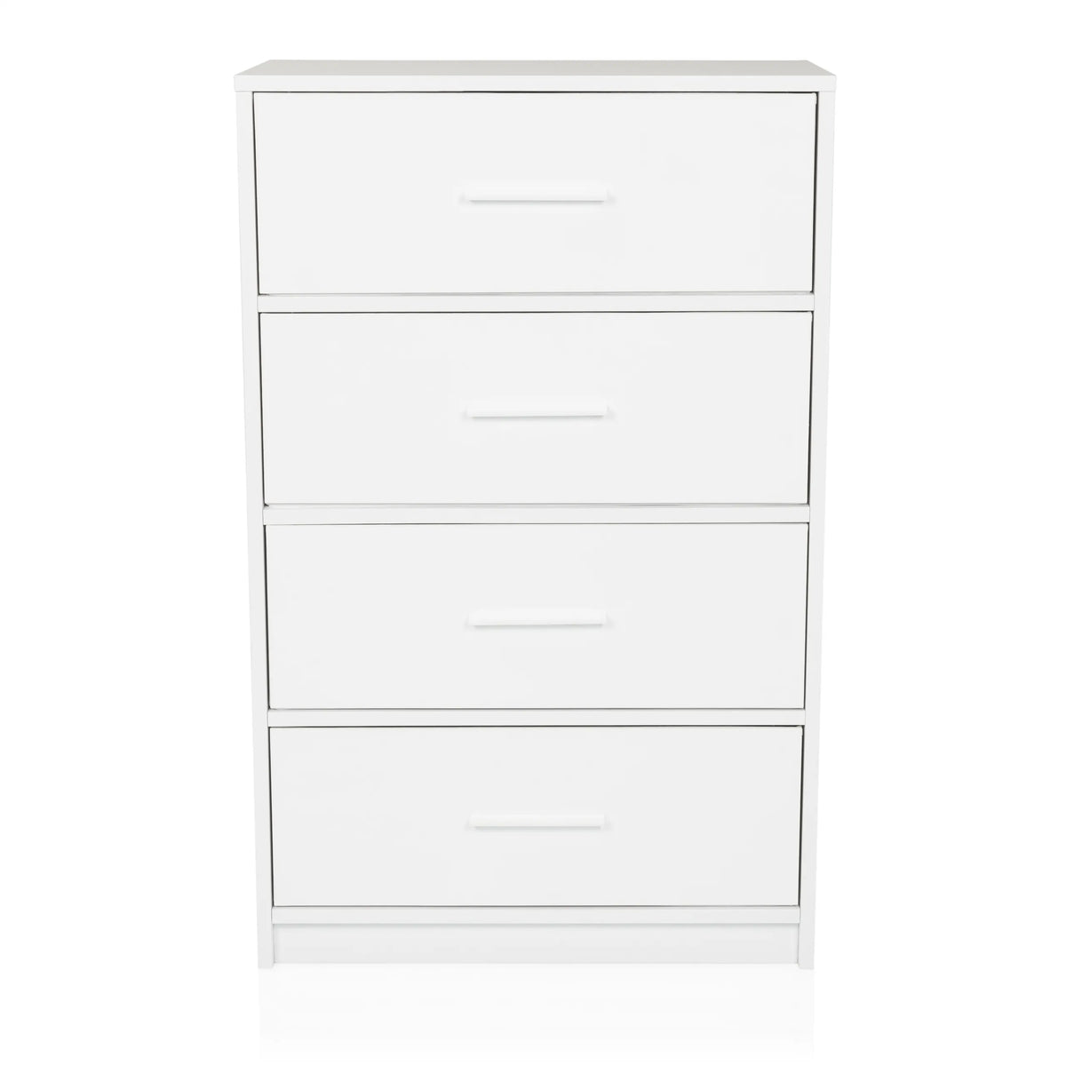 Cómoda blanca ESTORIA con cuatro cajones y tiradores sencillos de hjh LIVING – vista de 360° (vista frontal 0°)