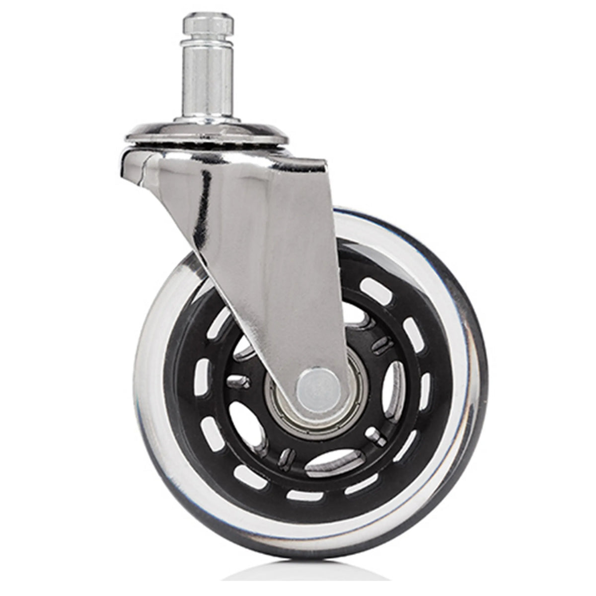 Ruedas para sillas 5x ROLO SKATE CT 11mm/75mm plateadas para suelos duros con rueda transparente de hjh OFFICE