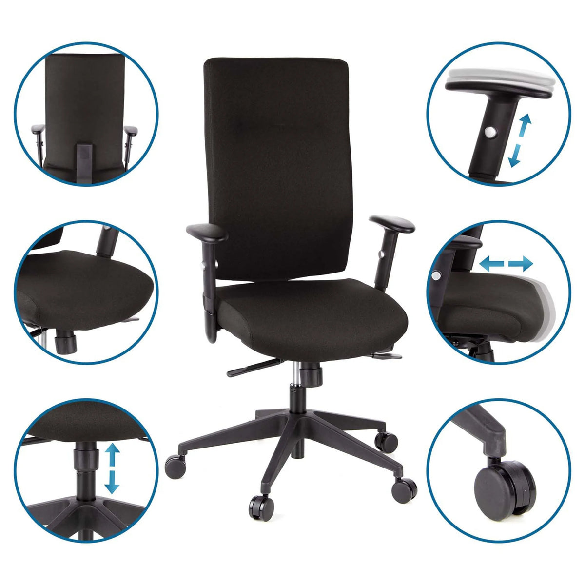 Silla de oficina profesional PRO-TEC 300 en negro con reposabrazos y altura del asiento ajustables de hjh OFFICE