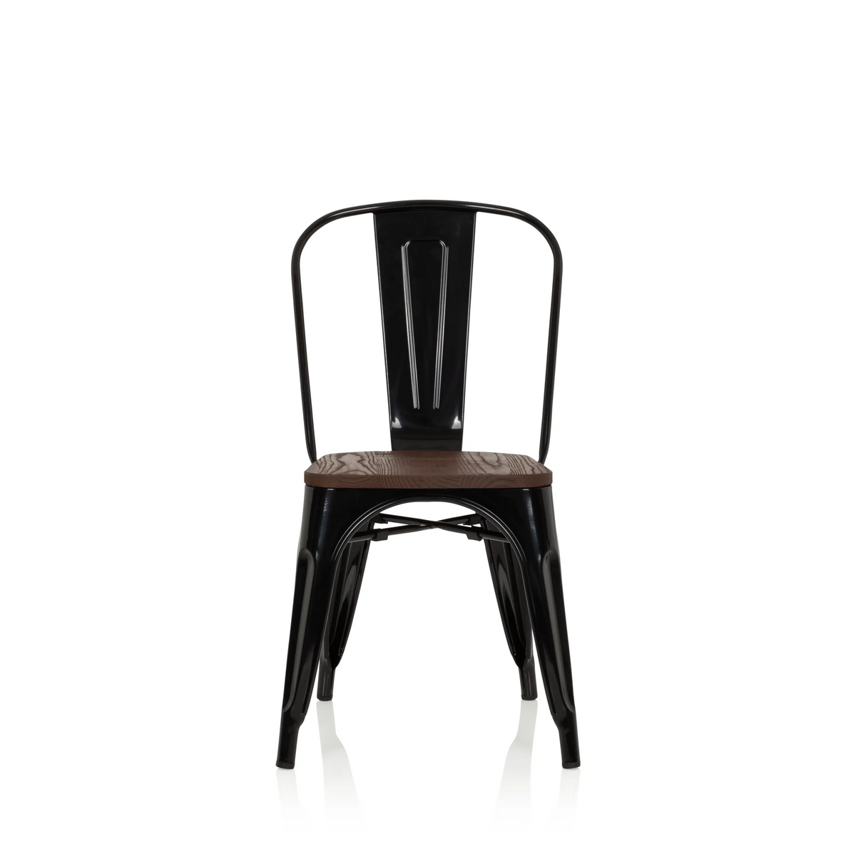 Silla de comedor negra VANTAGGIO COMFORT W con asiento de madera marrón de hjh OFFICE – vista de 360° (vista frontal 0°)