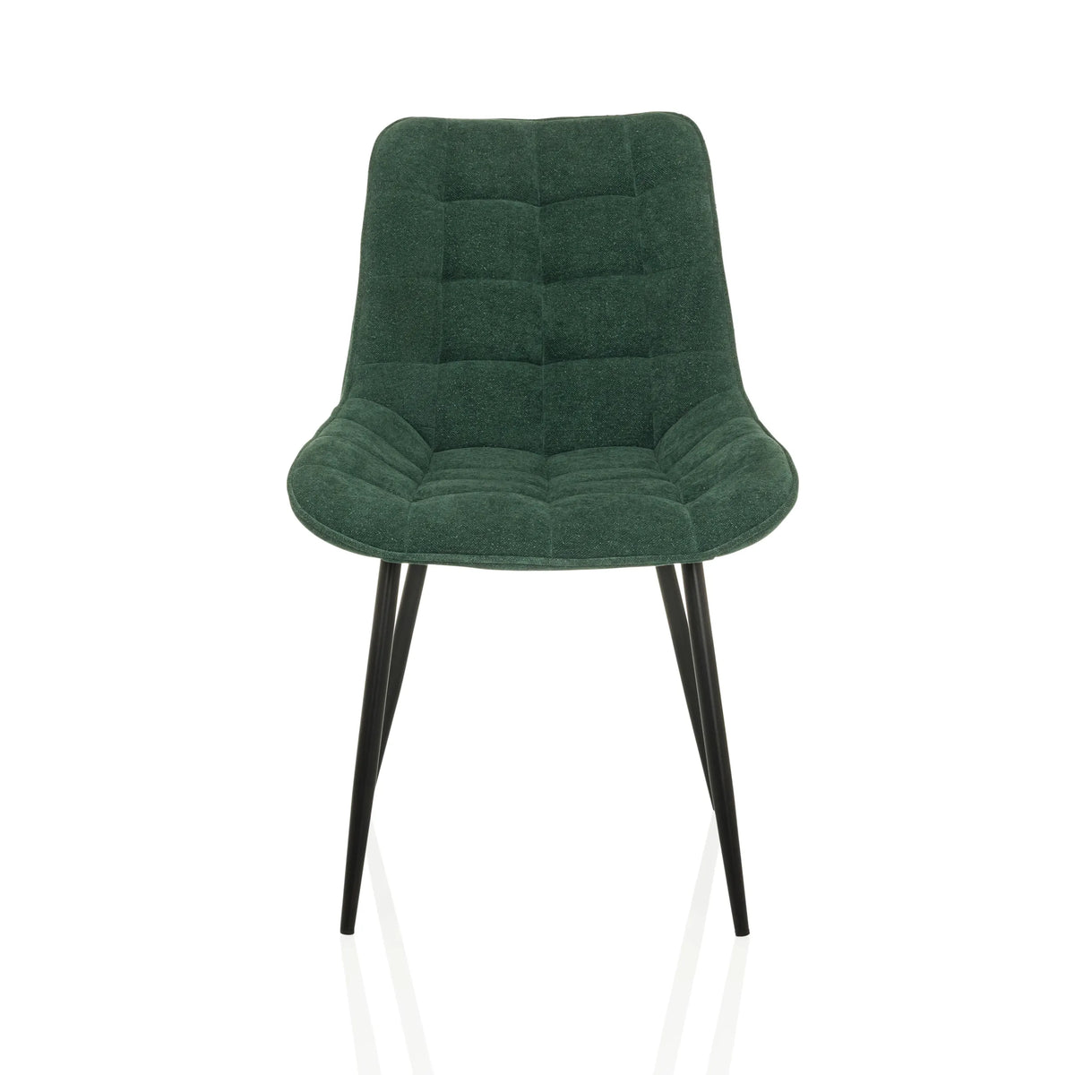 Silla de comedor ELARIS color petróleo con tapizado acolchado y patas negras de hjh LIVING – vista de 360° (vista frontal 0°)