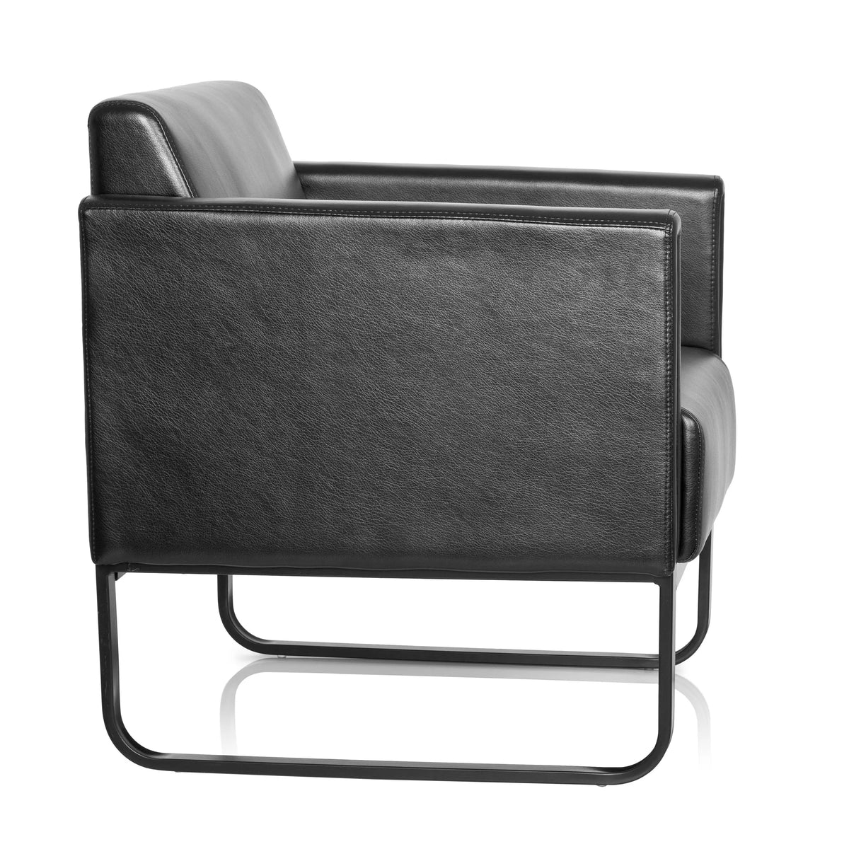 Sillón tapizado negro BALI BLACK con reposabrazos y estructura de hjh OFFICE – vista de 360° (vista lateral 80°)