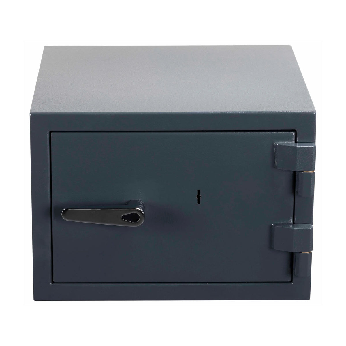 Anthrazitfarbener Tresor Safe Compact Pro mit einem Türgriff und einem Schließzylinder von hjh OFFICE