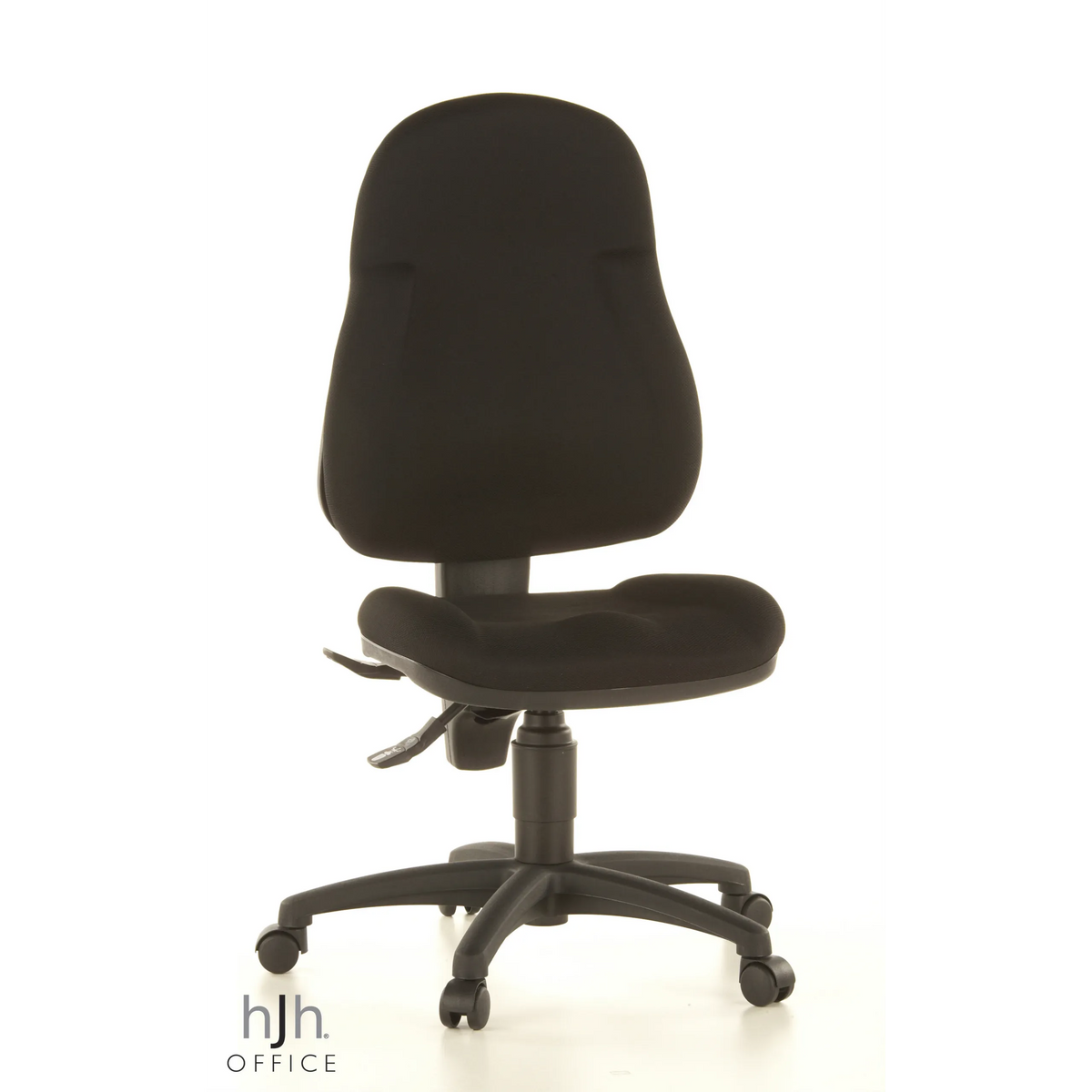 Silla Home Office WELLPOINT 10 negra con base de estrella y cinco ruedas de Topstar – vista de 360° (vista frontal 20°)