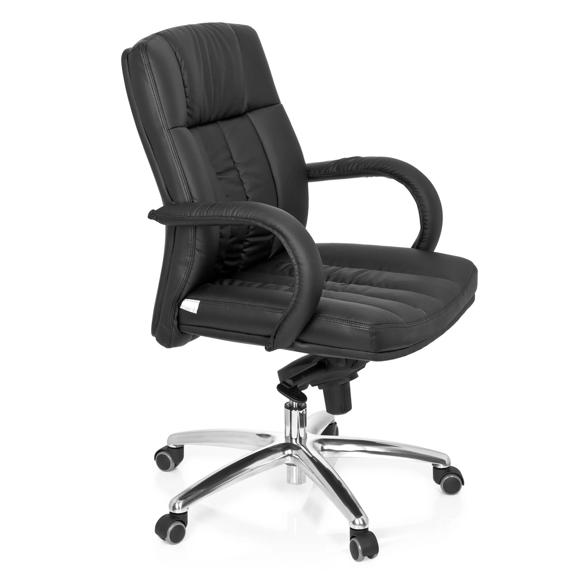 Silla giratoria XXL G 100 negra con tapicería acolchada y base de cinco ruedas de hjh OFFICE – vista de 360° (vista frontal en diagonal 60°)