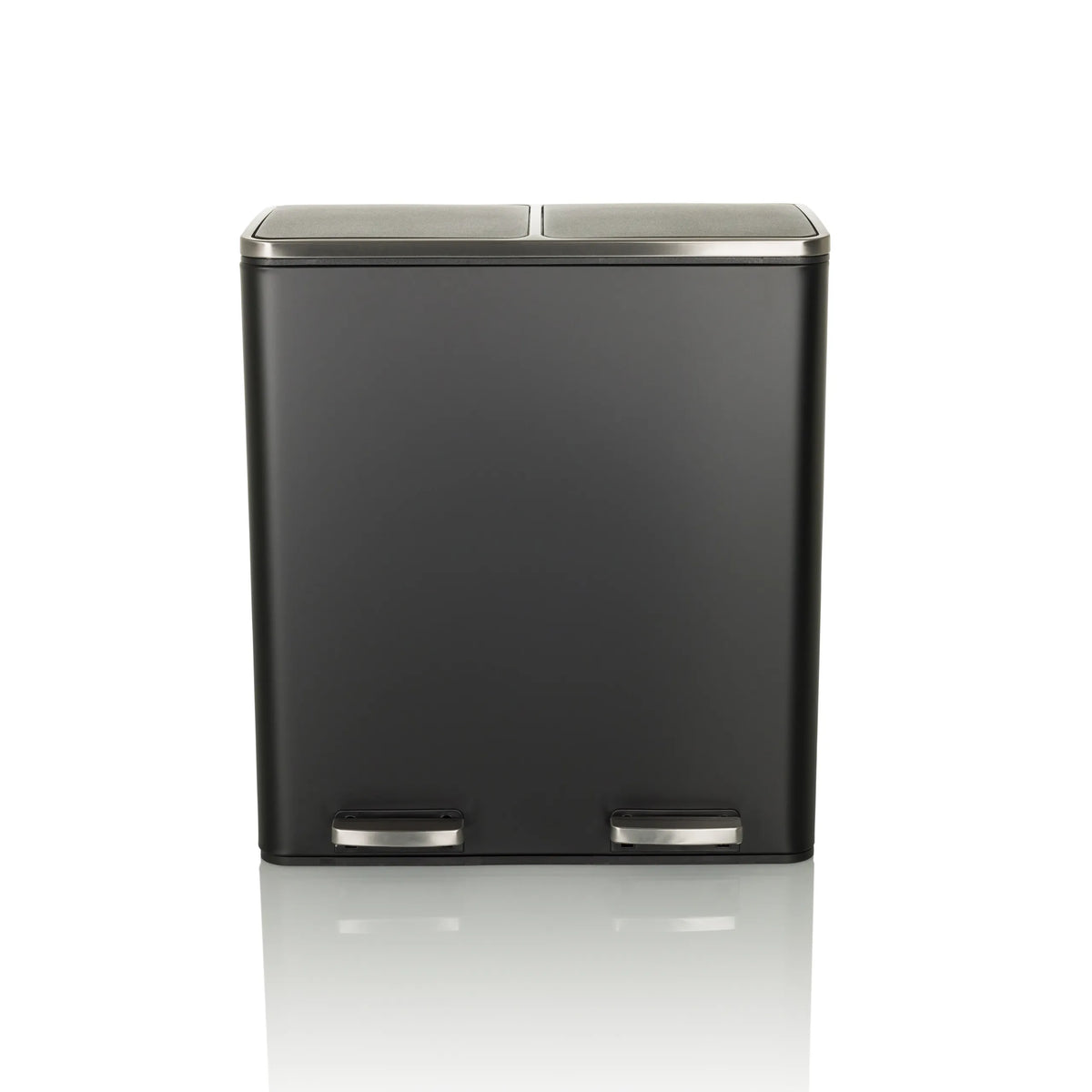 Papelera negra CLEAN XI con dos compartimentos separados y dos pedales de hjh OFFICE – vista de 360° (vista frontal 0°)