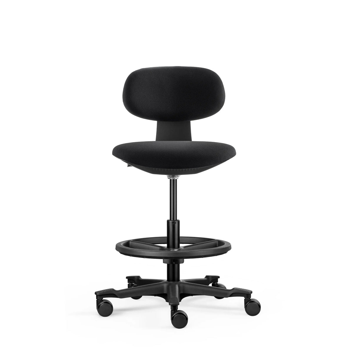 Silla de trabajo WORK MF2 negra con aro reposapiés y cinco ruedas de hjh OFFICE