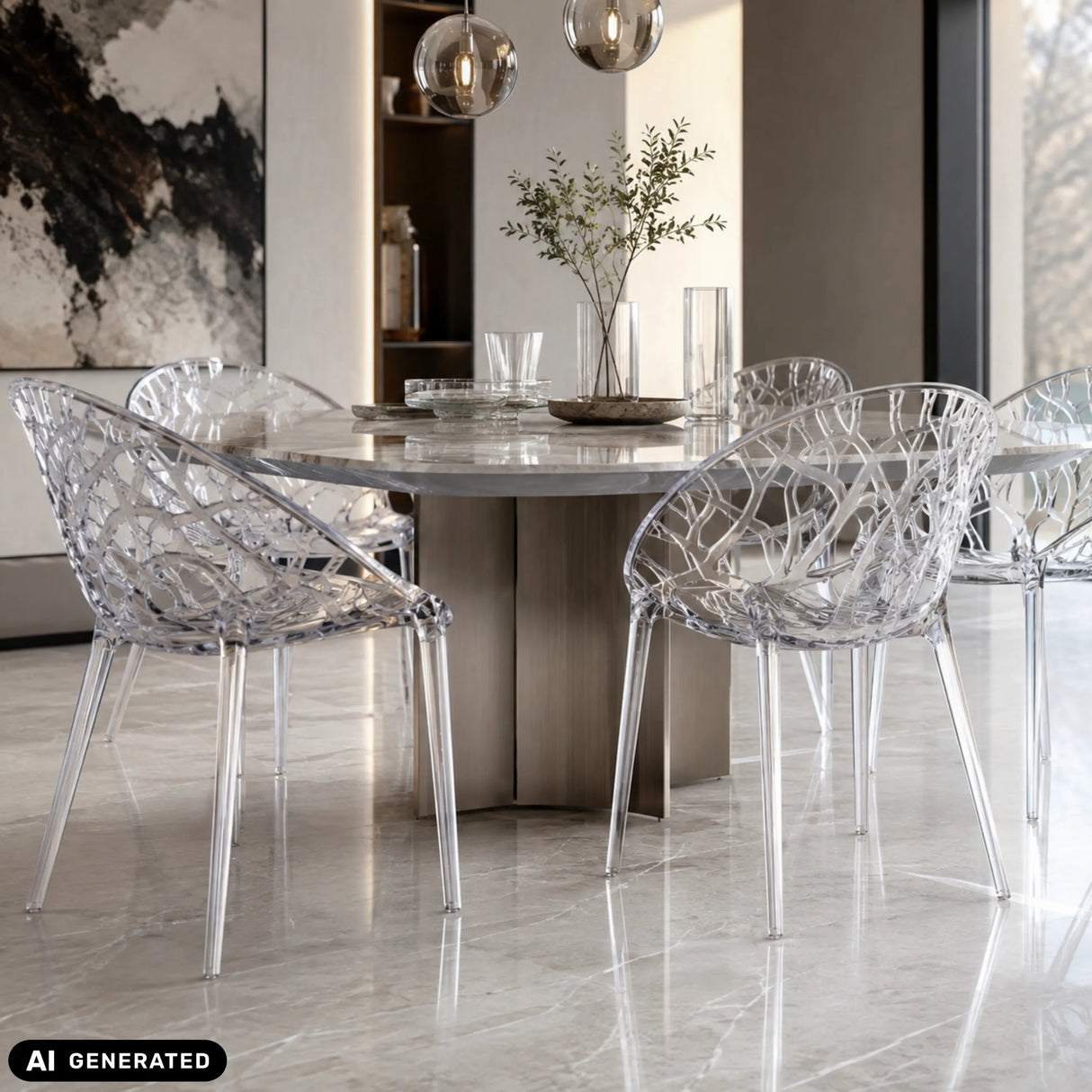 Silla de cuatro patas Artifo T transparente con estructura de respaldo orgánica de hjh LIVING