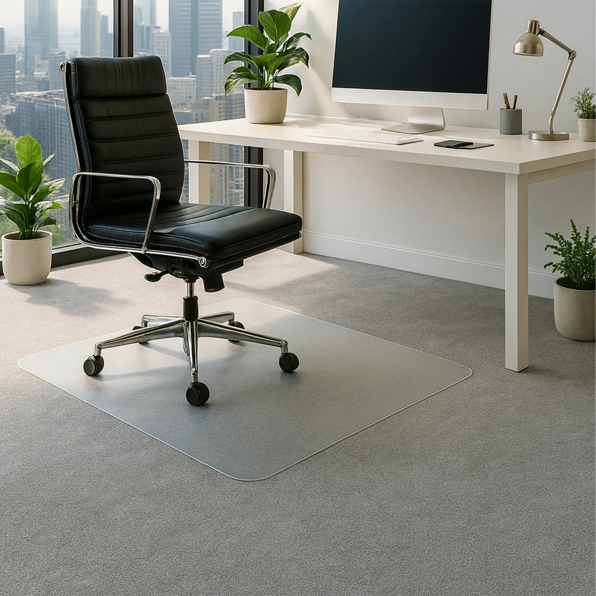 Transparente Bodenschutzmatte ULTIMAT II aus Polycarbonat für Teppichböden von Floortex