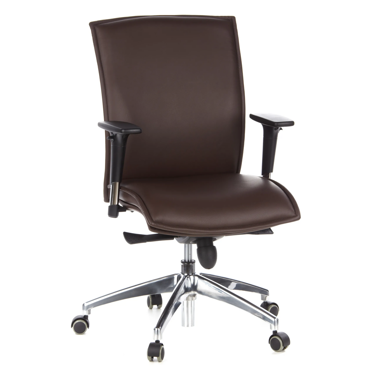 Sillón de alta gama MURANO 10 marrón oscuro con reposabrazos y base de cinco ruedas de hjh OFFICE – vista de 360° (vista frontal 20°)
