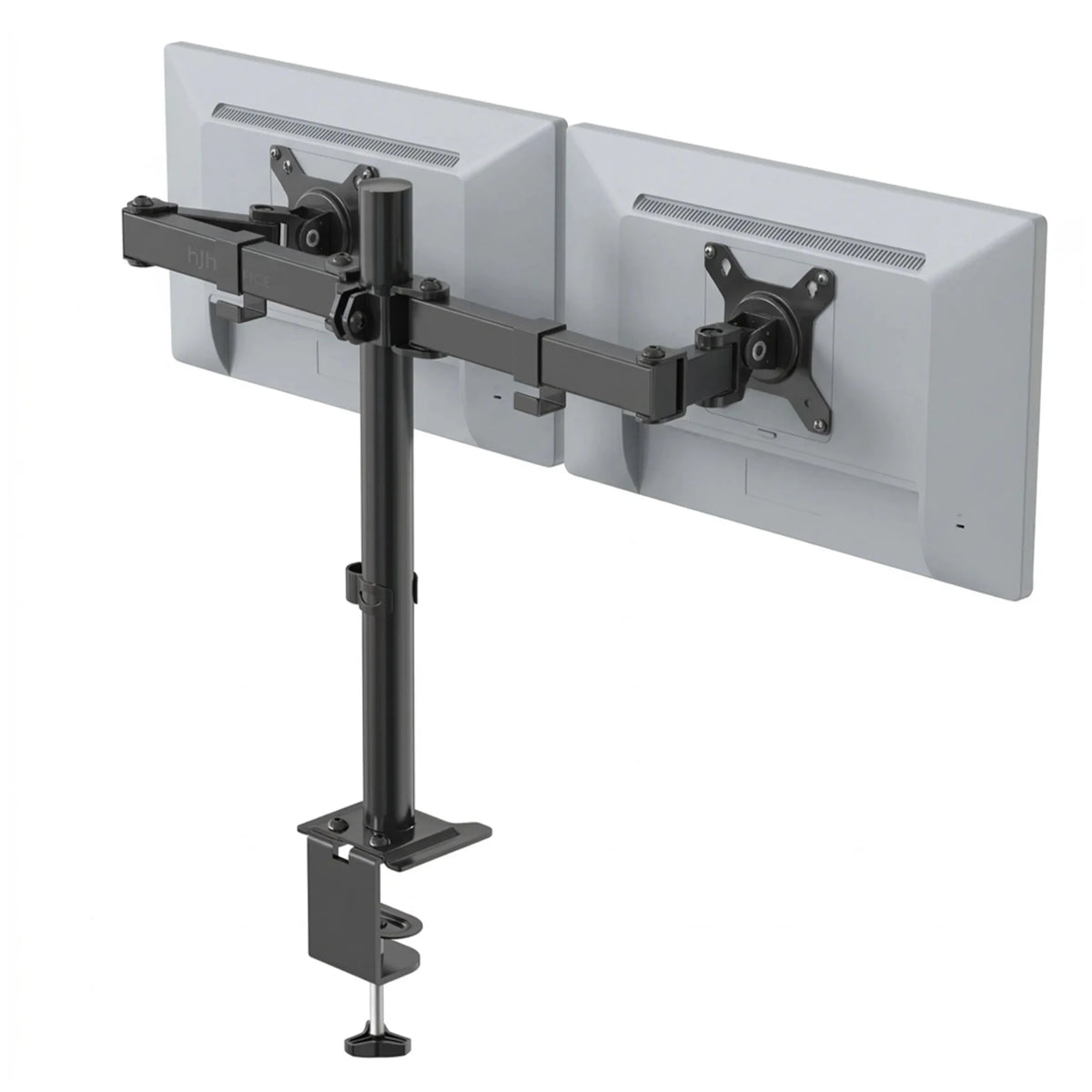 Soporte de monitor negro Ergomount M2 para dos pantallas con fijación a mesa de hjh OFFICE