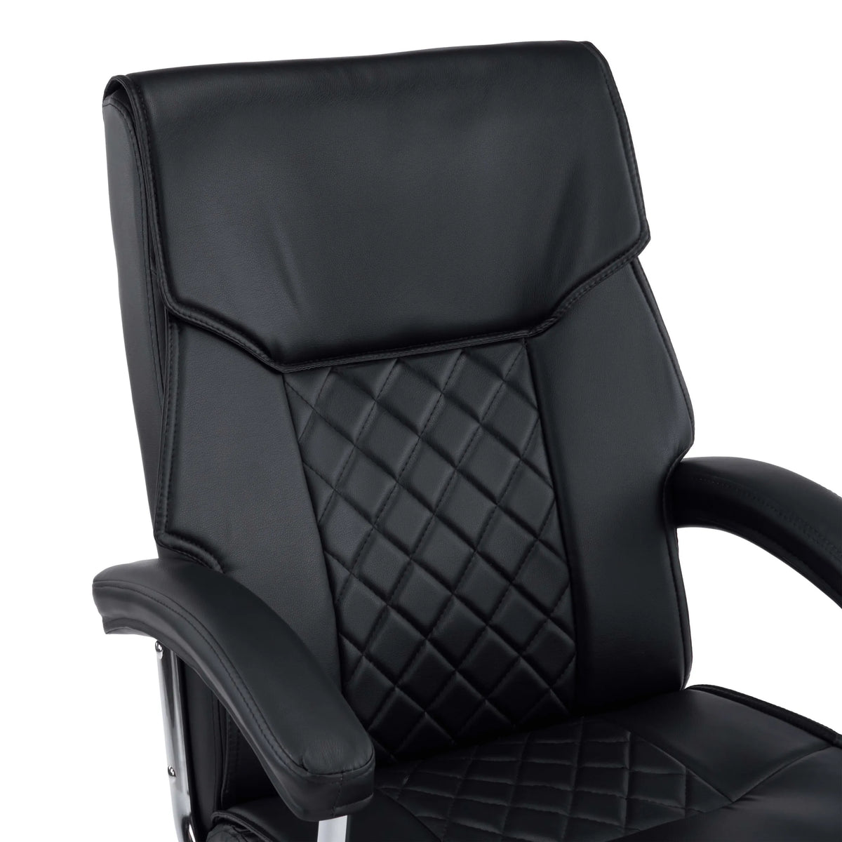 Respaldo con costuras de diamante de la silla Home Office Relax Prestio en negro de MyBuero
