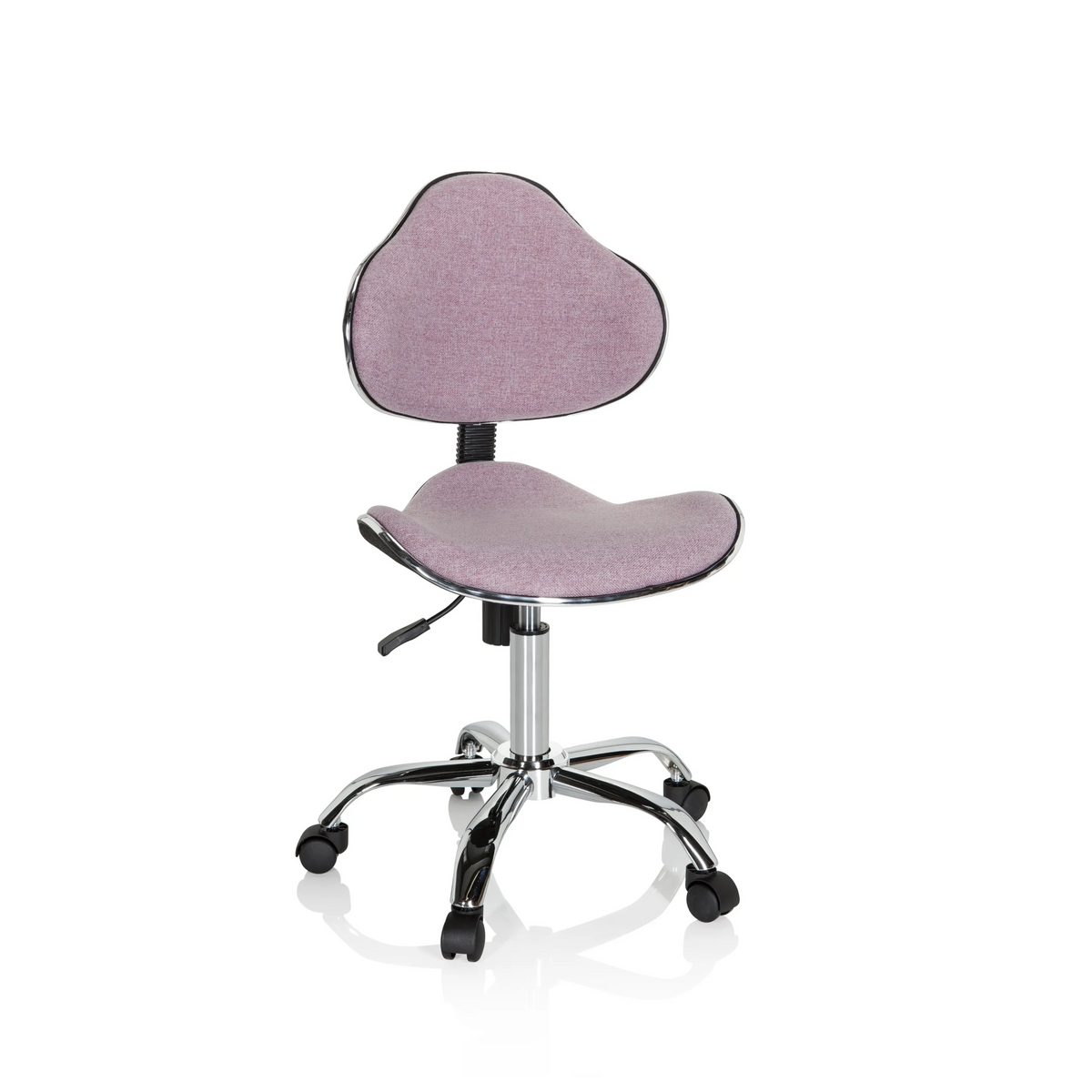 Silla giratoria para niños KIDDY GTI-3 rosa con base brillante y cinco ruedas de hjh OFFICE – vista de 360° (vista frontal 20°)