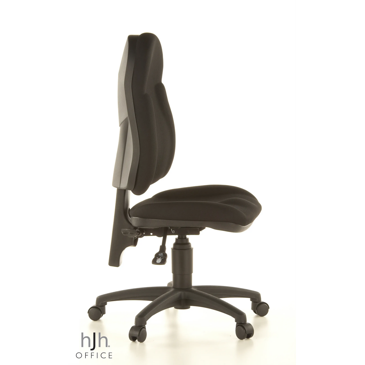 Silla Home Office WELLPOINT 10 negra con base de estrella y cinco ruedas de Topstar – vista de 360° (vista lateral 80°)