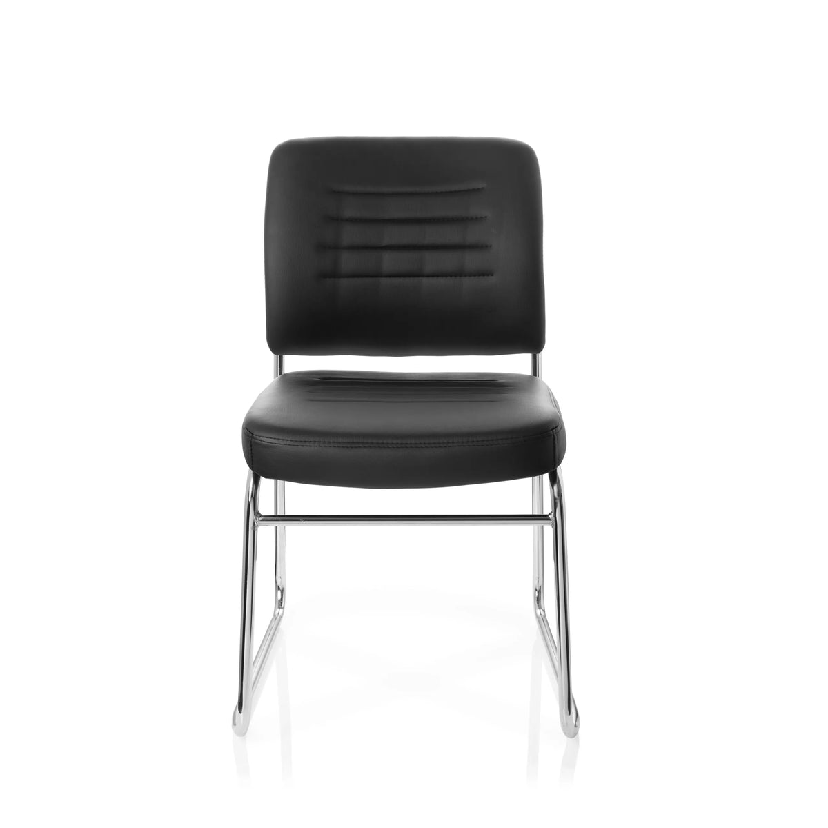 Silla de confidente negra TONSO V con tapizado y estructura de patín de hjh OFFICE – vista de 360° (vista frontal 0°)