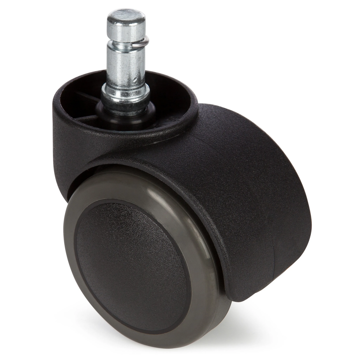 Schwarze Stuhlrolle 5x ROLO 10mm/50mm für Hartböden mit metallischem Bolzen von hjh OFFICE – 360-Grad-Ansicht (Frontansicht 0°)