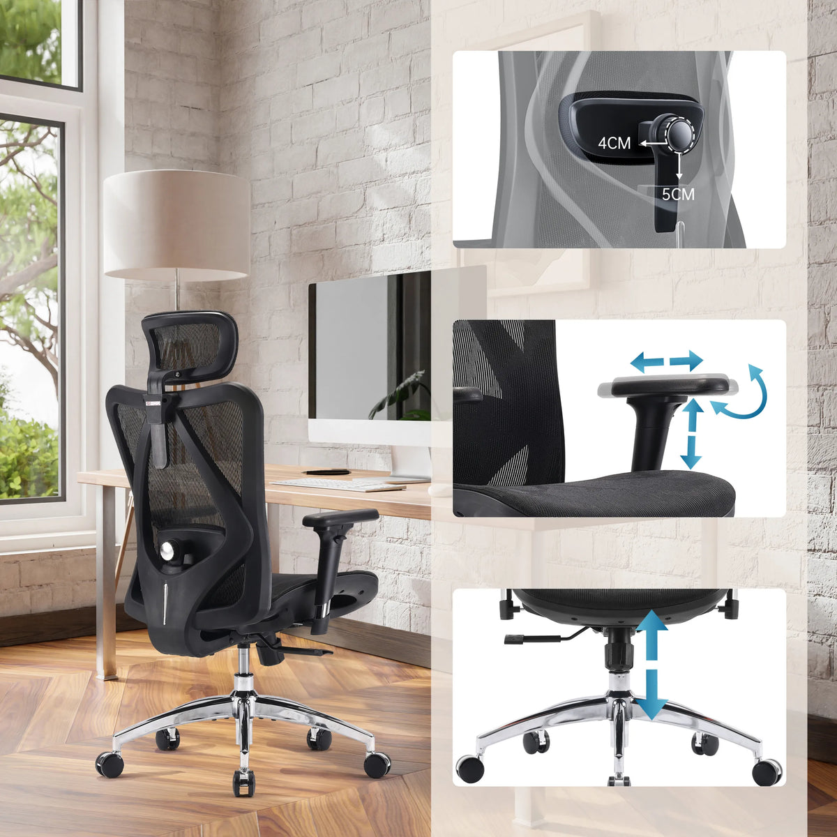 Reposacabezas, reposabrazos y altura del asiento ajustables de la Silla de oficina profesional M57-M015 de Sihoo