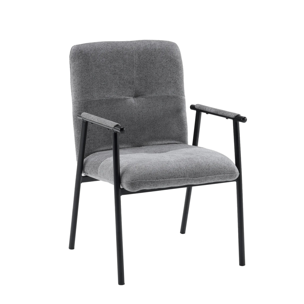 Sillón tapizado gris Lifea Flex con estructura metálica negra y reposabrazos de hjh LIVING