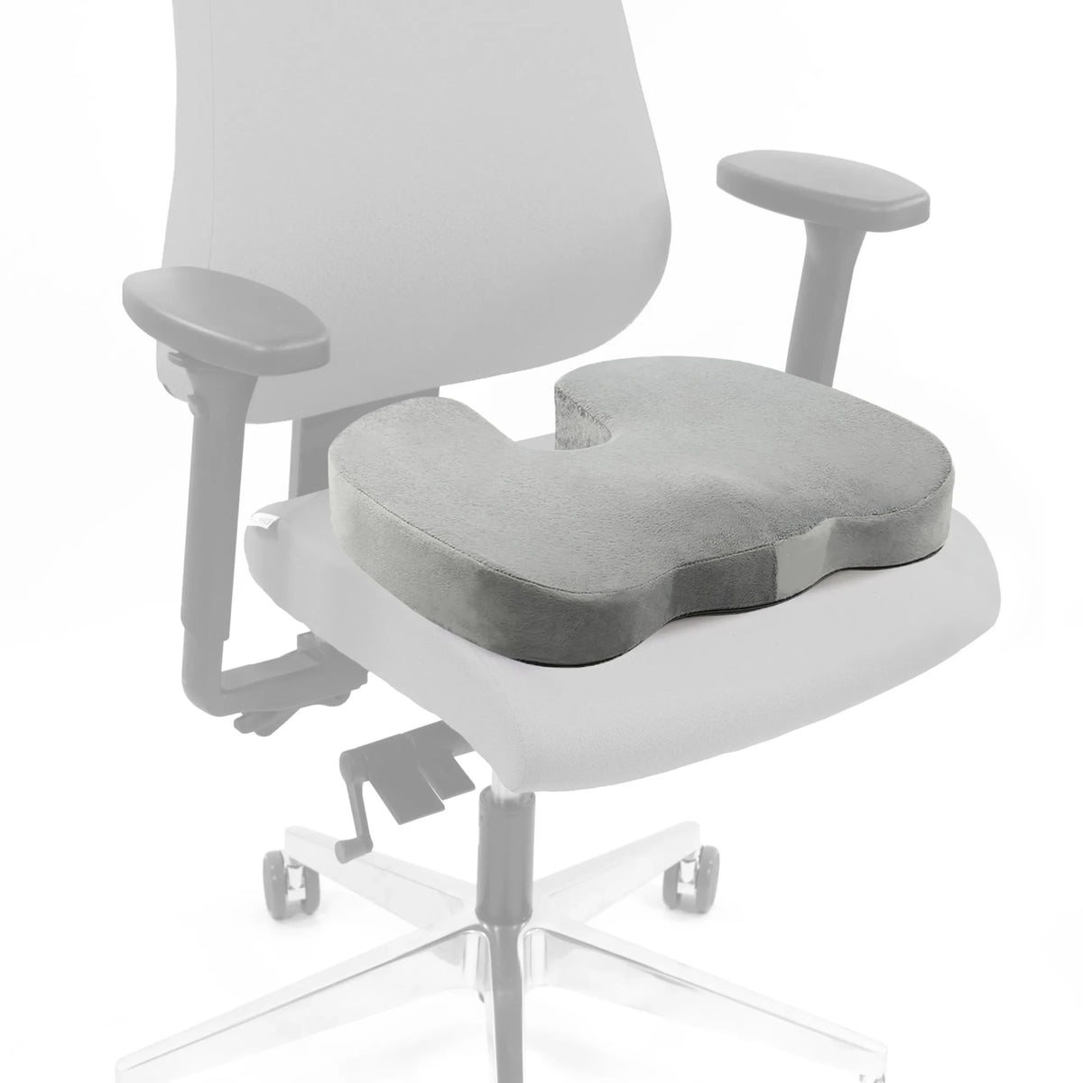 Cojín del asiento MEDISIT VIII gris con forma ergonómica en una silla de oficina de hjh OFFICE