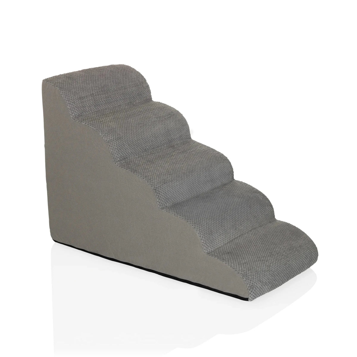 Escalera para mascotas PAWY STEP 5 gris con cuatro escalones y funda de tela texturizada de hjh LIVING