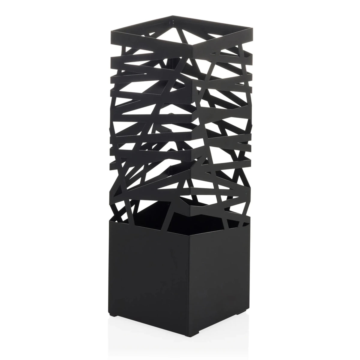 Soporte para paraguas negro PLUVARIS con patrón de rejilla geométrica en la parte superior de hjh LIVING