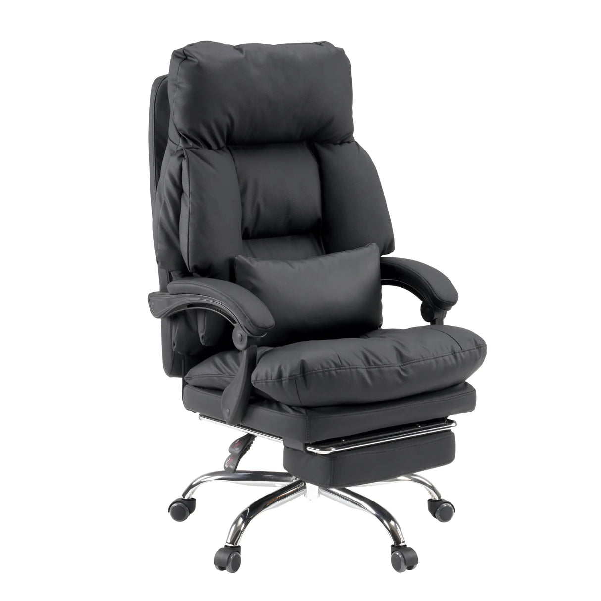 Sillón de oficina Home Office Relax Legoro negro con reposapiés extensible y cojín lumbar de MyBuero