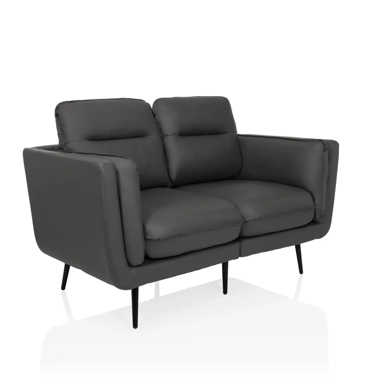 Sofá de diseño gris VINTALUX con dos plazas y patas negras delgadas de hjh LIVING