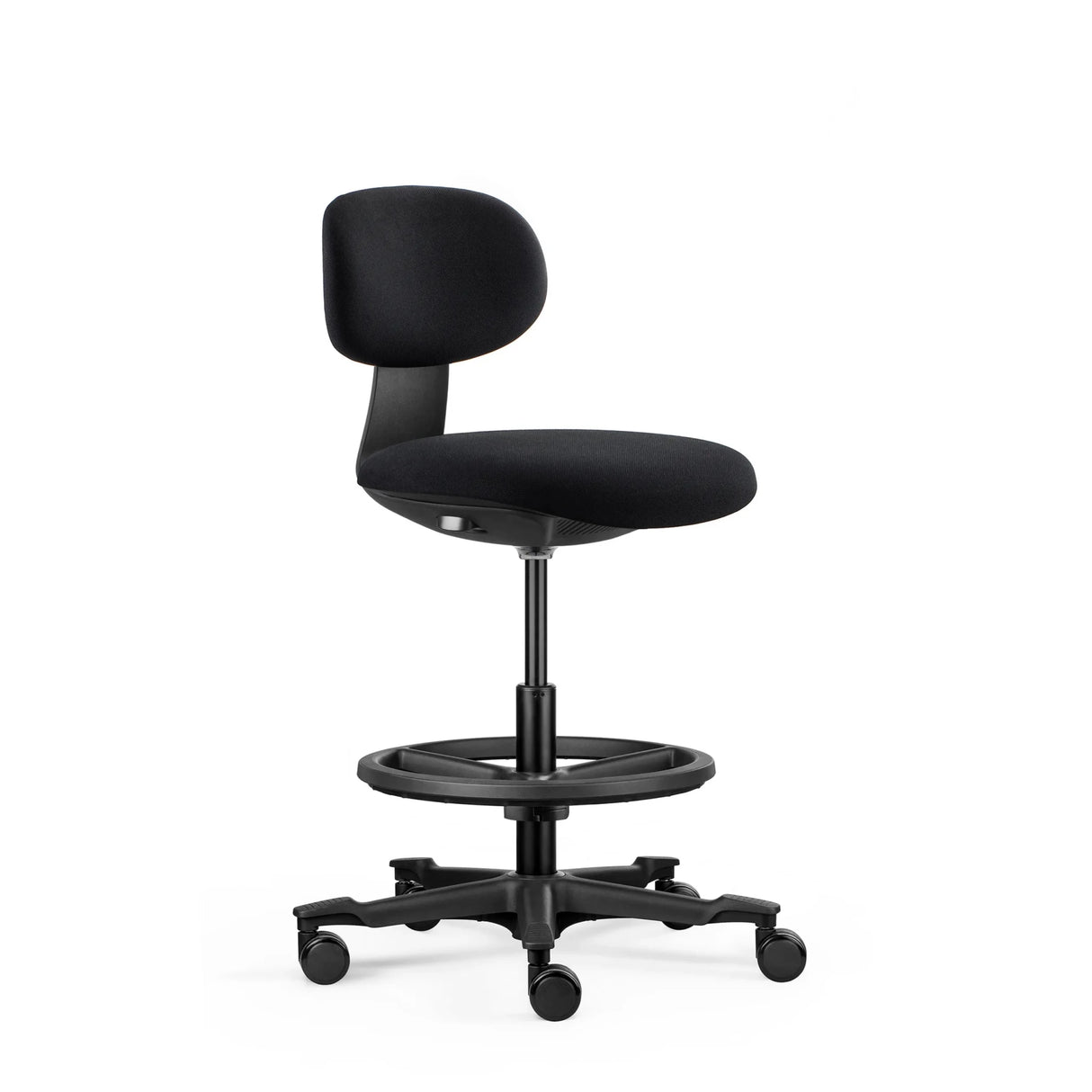 Silla de trabajo WORK MF2 negra con asiento acolchado, aro para los pies y ruedas de hjh OFFICE