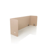 Separador de mesa beige FLEXMIUT U con alas laterales y cuatro clips de fijación de hjh OFFICE – vista de 360° (vista frontal en diagonal 45°)
