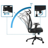 Respaldo ajustable con un ángulo de inclinación de 90 grados de la Silla de oficina profesional RALOO ECO de hjh OFFICE