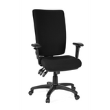 Silla de oficina profesional ZENIT HIGH negra con reposabrazos y base de cinco ruedas de hjh OFFICE – vista de 360° (vista frontal 20°)